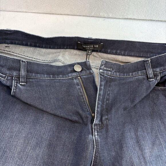 Lafayette 148 NYC Woman’s Mercer Bootcut Cropped Jeans Sz 12 Dark Wash Stretch - Picture 11 of 12